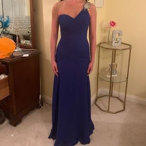 Royal blue one shoulder prom/pageant dress